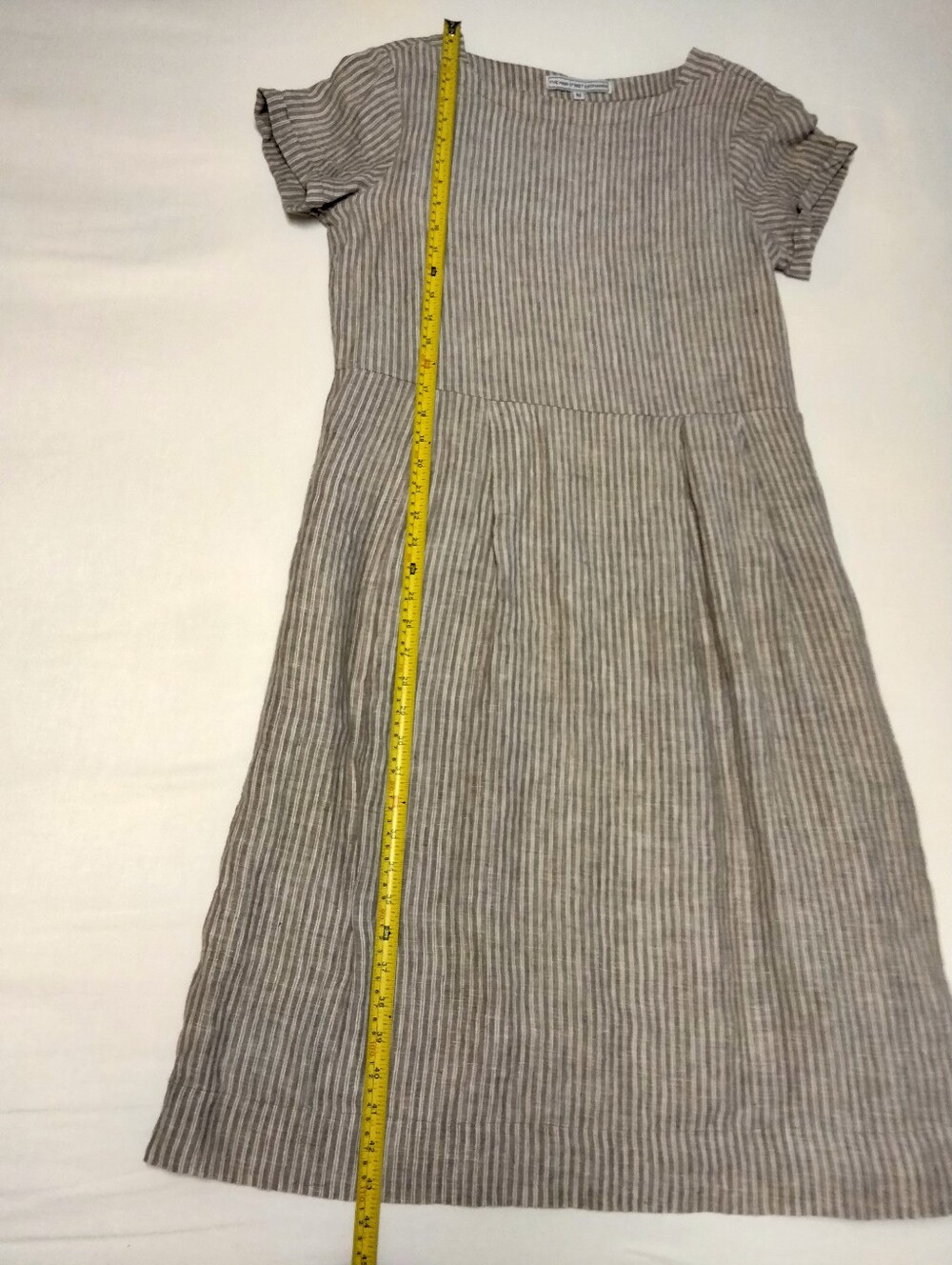 Women's Short Sleeve 100%  Linen Dress in Light Taupe